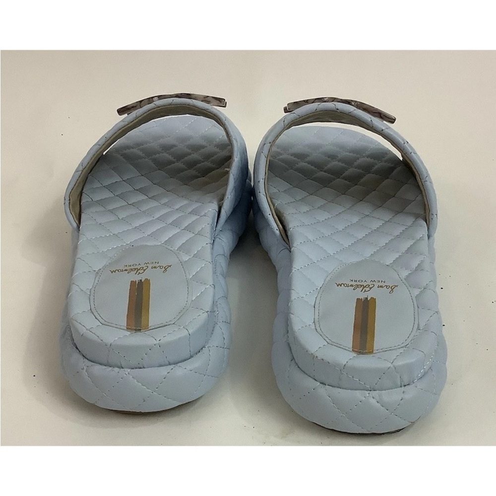 Sam Edelman Sz 9.5 Quilted Leather Karinda Slides In Dusty Blue Casual Style - Picture 5 of 10